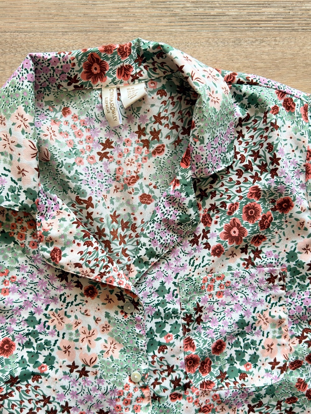Cynthia Rowley Pink & Green Floral Short Pajama Set - Picture 3 of 5